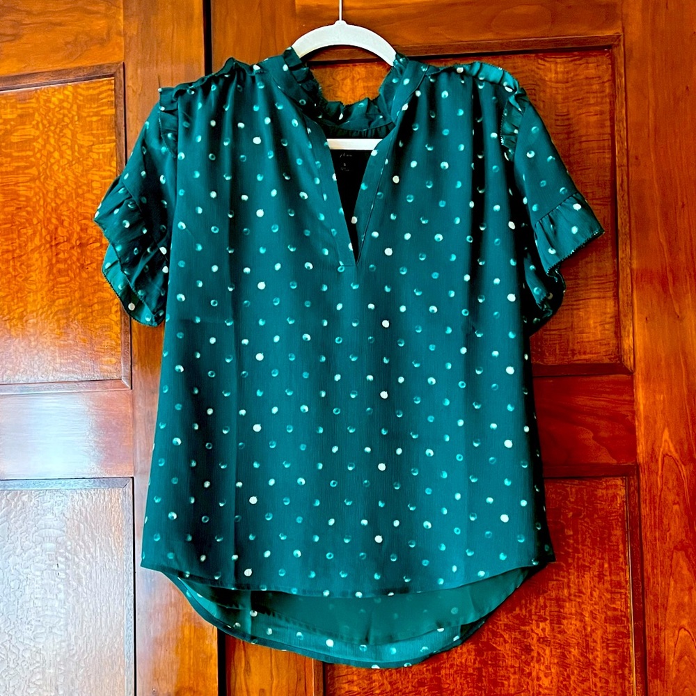 J.Crew Frilly Teal Blouse Size S, like new
